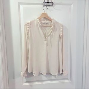 LOFT petite long sleeve blouse cream